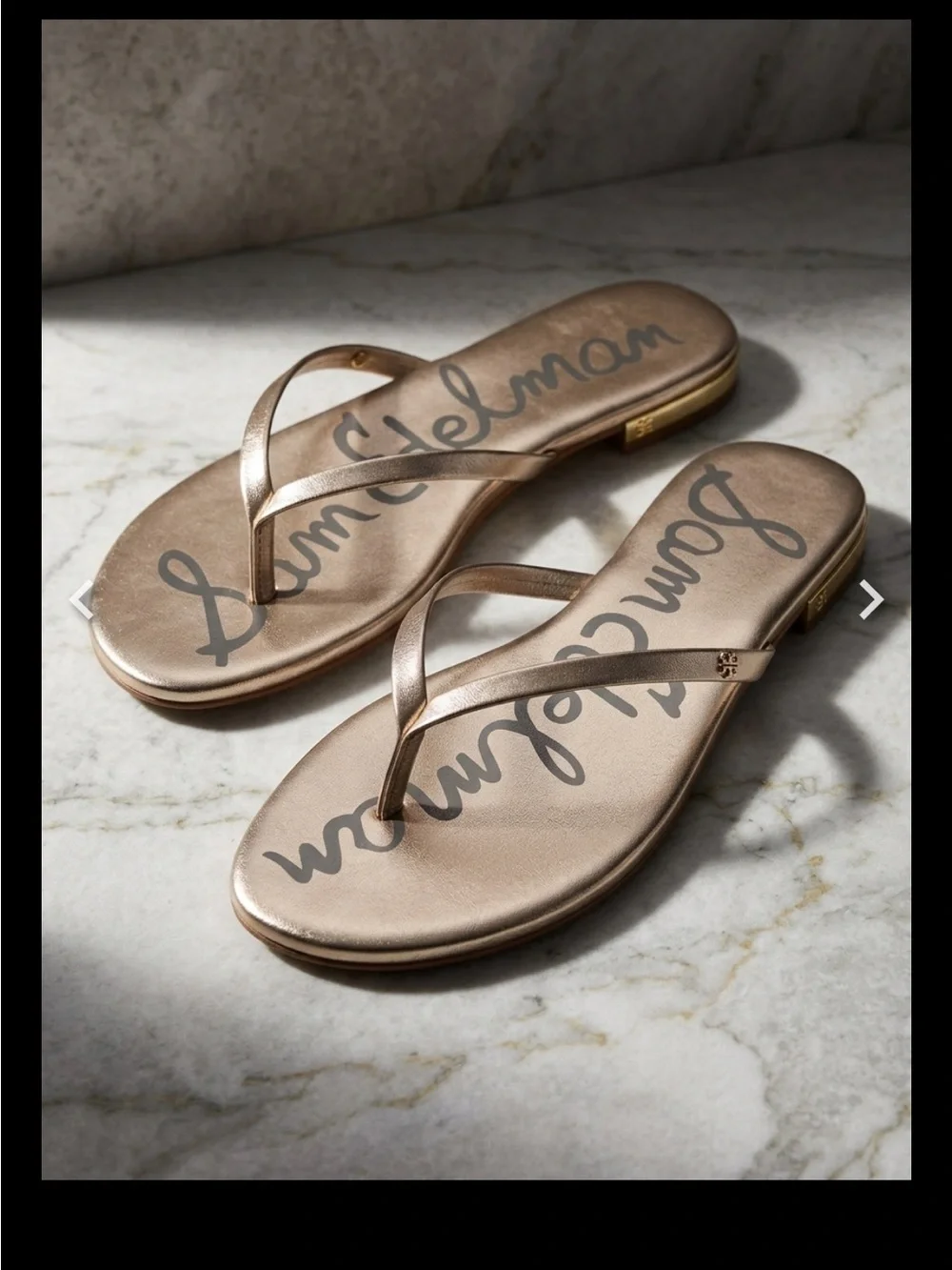 Sam Edelman Oliver Metallic Rose Gold Leather Flip Flop Sandals 11M - Picture 4 of 5